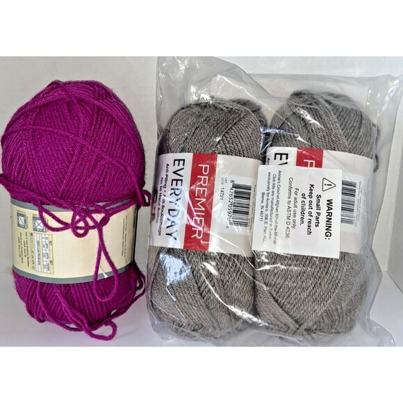 Premier Anti Pilling Everyday  Solid Yarn Lot of 3 - Picture 1 of 5